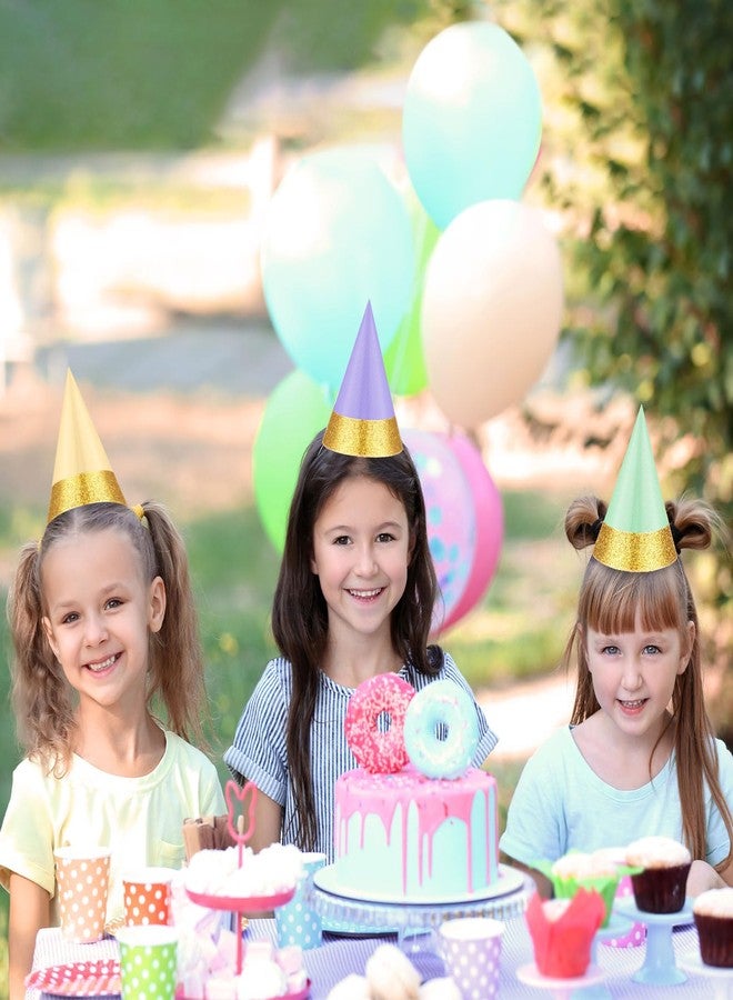 Sonwyoung 24 Pcs Colorful Party Hats for Kids Glitter Reusable Paper Hats for Baby Shower Birthday Party Decorations(Light, Macaron, Matte) - Image 5